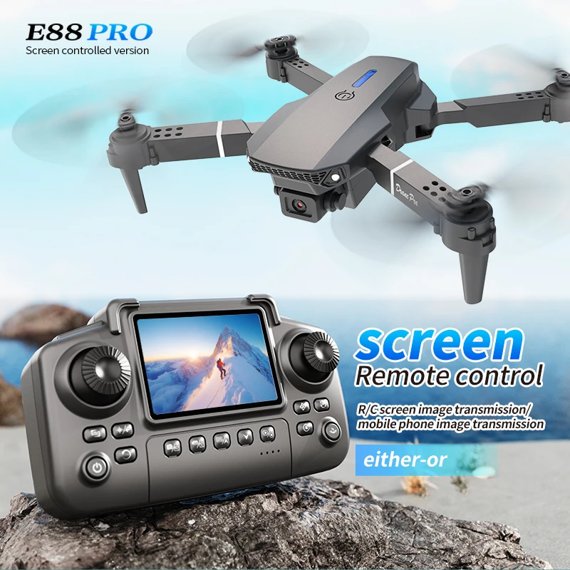 Drone E88 Rc Quadcopter - Drone professionnel E88 PRO avec écran,