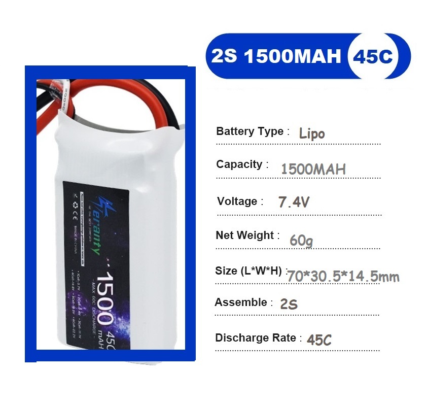 2 pièces 7.4V Lipo 2S batterie - Drone Rc Leading avis et prix